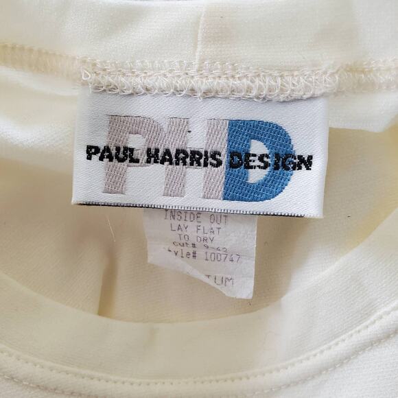 Paul Harris Design Cream Long Sleeve Sheer Beaded Top M - Picture 6 of 7